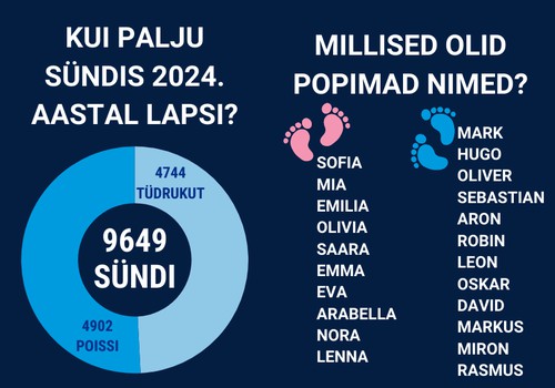 2024. aastal sündis Eestis 9646 last, kellest paljud said nimeks Sofia