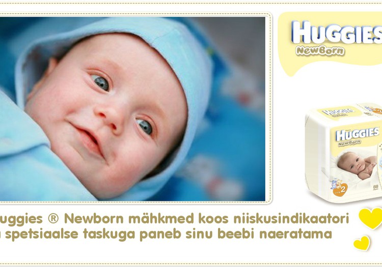 FACEBOOKI VÕISTLUS: valmista oma beebi naeratusest tore kollaaž ja võida Huggies ® Newborn  mähkmed ning Mothercare body!