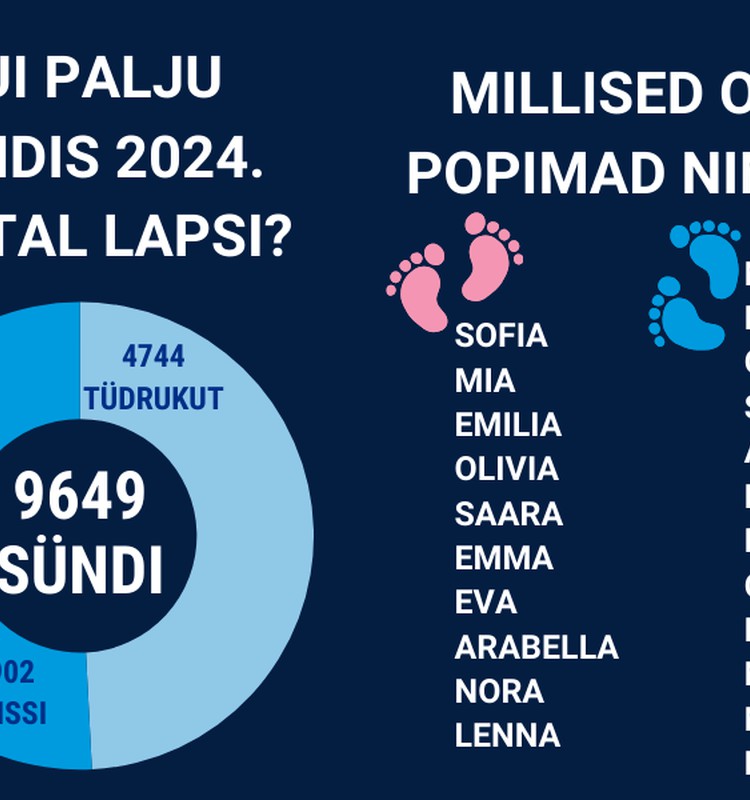 2024. aastal sündis Eestis 9646 last, kellest paljud said nimeks Sofia