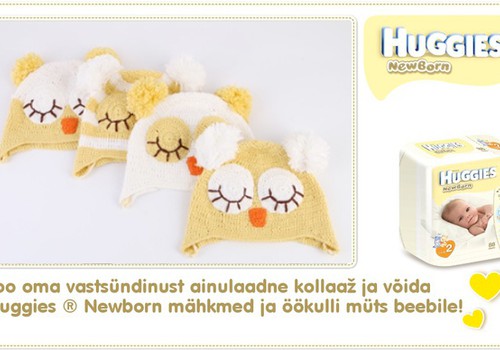 Loo oma vastsündinust ainulaadne kollaaž ja võida Huggies ® Newborn mähkmed ja öökulli müts beebile